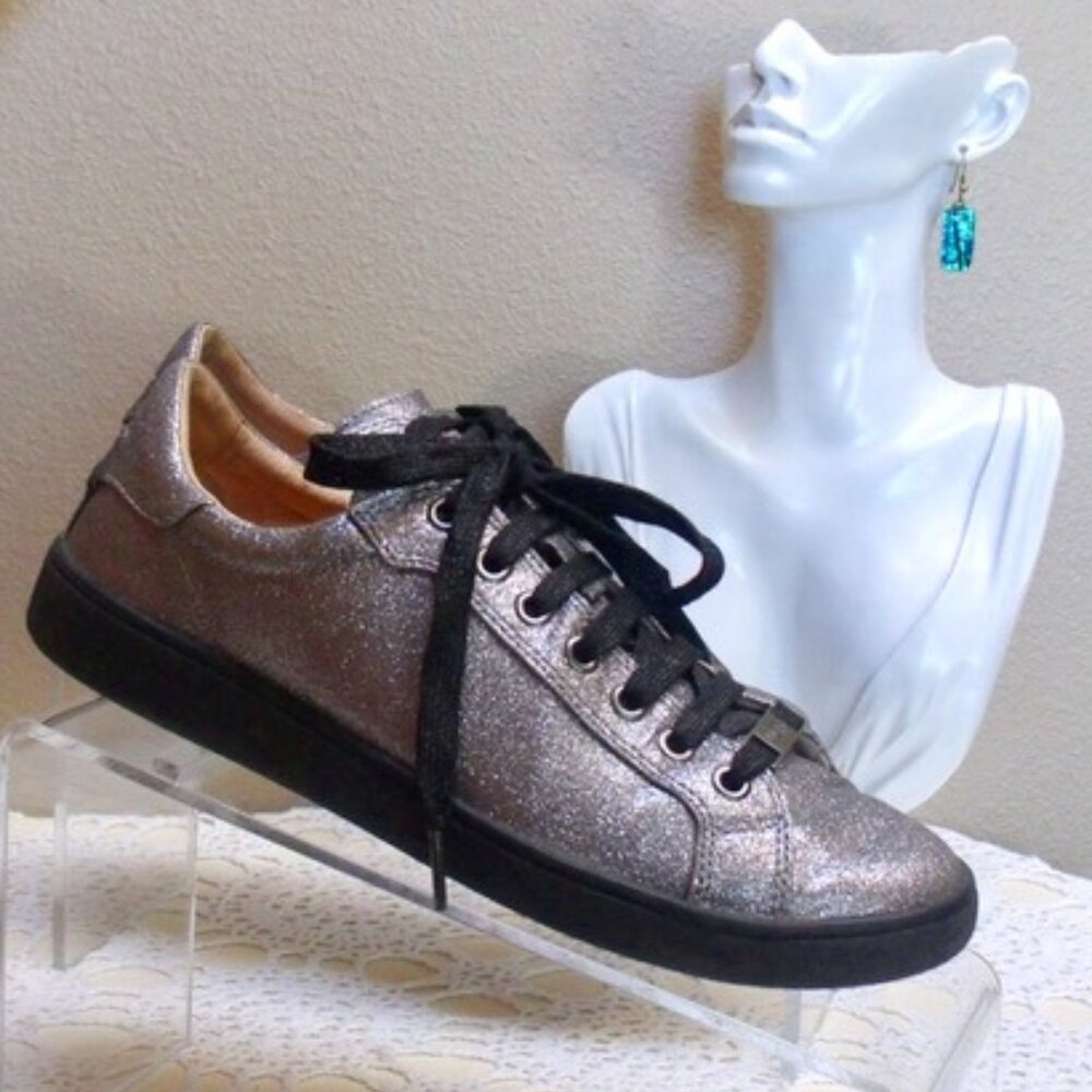 UGG Australia Milo Glitter Black Gunmetal Sneakers Tennis Shoes 1100213 Sz 8.5